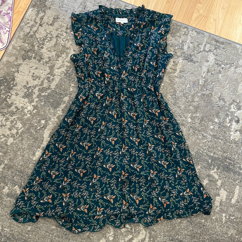 Floral Green Ditsy Apricot Dress